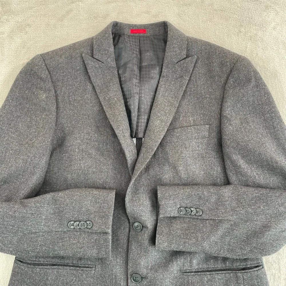 John Varvatos Sports‎ Coat Blazer Men 40R Grey Striped Wool Blend 2 Button Front